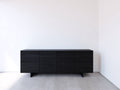 Mueble recibidor de madera de ingeniería 180x45x75 cm - negro - 4 puertas con frente ranurado para entrada