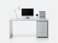 Mesas de oficina de tablero 160x70x75 cm - blanco - con 5 cajones laterales