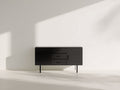 Mueble recibidor de madera 150x40x75 cm - negro - 2 puertas y 3 cajones