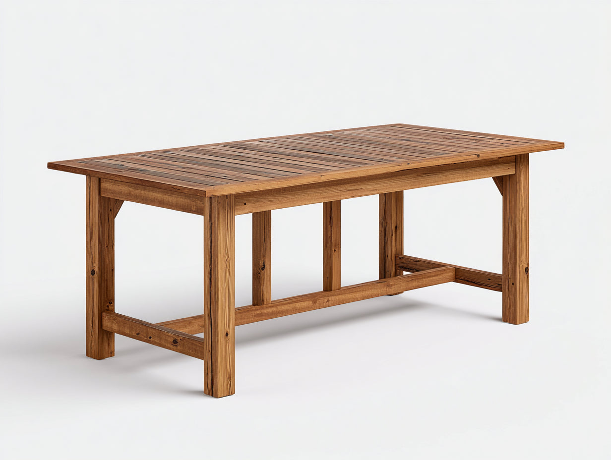 Mesas de jardín de madera 200x90x75 cm - marrón natural - rectangular con tablero de lamas