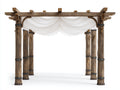 Pérgola de jardín de madera 380x260x245 cm - madera natural blanco y negro - estilo rústico con dosel decorativo