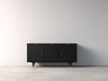 Mueble recibidor de madera de ingeniería 180 x 40 x 80 cm - Negro y dorado - 3 puertas de estilo moderno