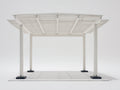 Pérgola de jardín de metal 400x300x250 cm - blanco y negro - techo de lamas estilo moderno