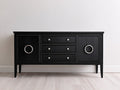 Mueble recibidor de madera 150x40x80 cm - negro - 2 puertas y 3 cajones