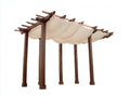 Pérgola de jardín de madera y tejido 400 x 300 x 250 cm - Marrón oscuro y crema - Cubierta textil de estilo rústico