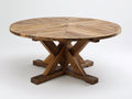 Mesas de jardín redonda de madera maciza 150x150x76 cm - marrón natural - tablero radial para comedor exterior