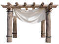 Pérgola de jardín de madera maciza 320x240x230 cm - natural-crema-negro - cubierta textil para terraza