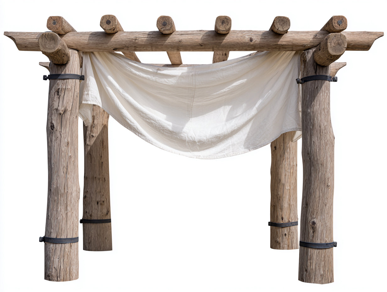Pérgola de jardín de madera maciza 320x240x230 cm - natural-crema-negro - cubierta textil para terraza
