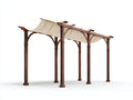Pérgola de jardín de madera 500x300x250 cm - marrón y crema - estilo clásico con toldo textil