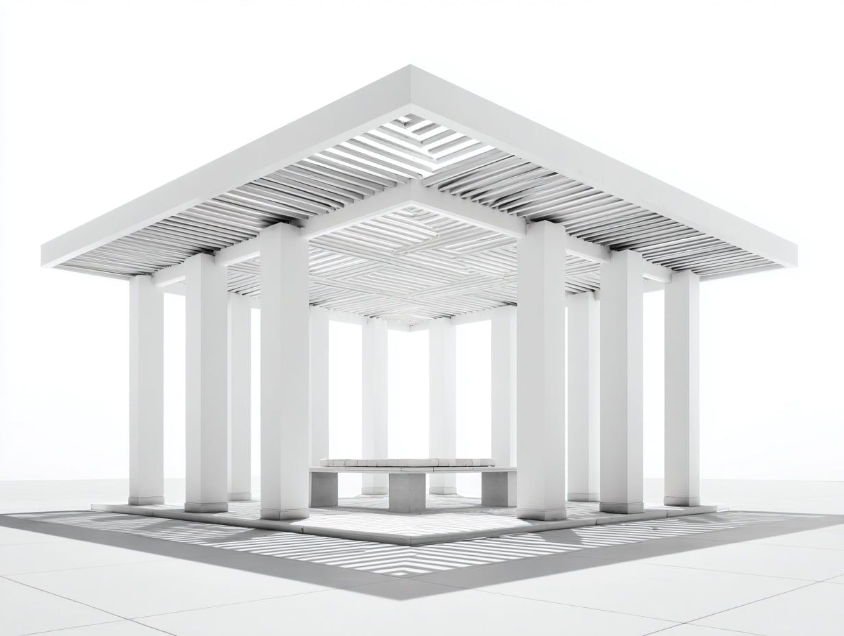 Pérgola de jardín de metal 400x400x260 cm - blanco - techo abierto con lamas